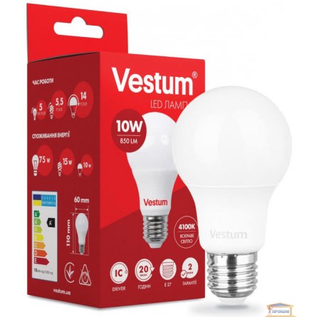 Зображення Лампа led Vestum A60 10w 4100K E27 1-VS-1105 купити в procom.ua - зображення 1