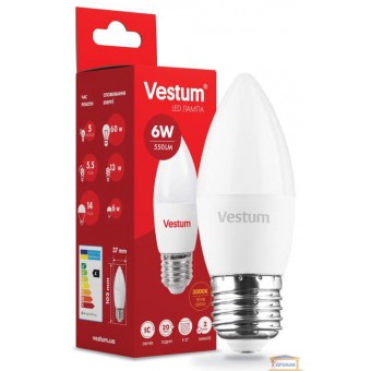 Изображение Лампа led Vestum C37 6w 3000K E27 1-VS-1302 купить в procom.ua