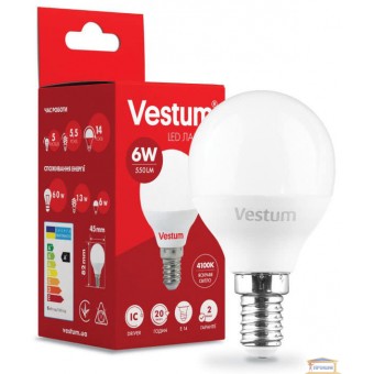 Зображення Лампа led Vestum G45 6w 4100K E14 1-VS-1203 купити в procom.ua