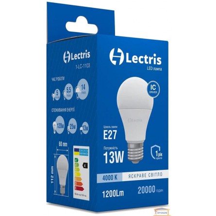 Зображення Лампа led Lectris A60 13w 4000K E27 1-LC-1103 купити в procom.ua - зображення 3