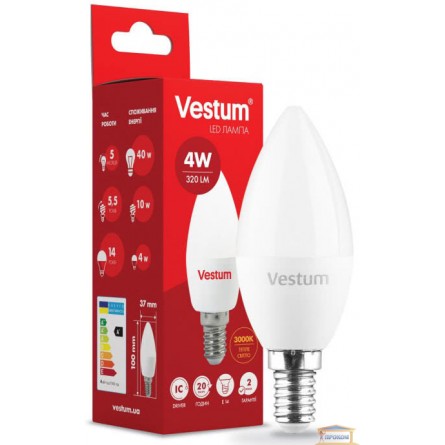 Изображение Лампа led Vestum C37 4w 3000K E14 1-VS-1308 купить в procom.ua - изображение 1
