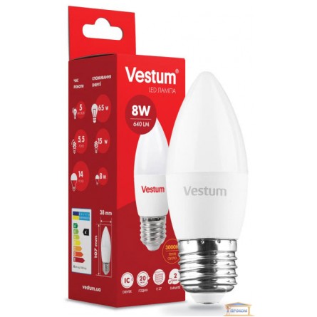 Зображення Лампа led Vestum C37 8w 3000K E27 1-VS-1310 купити в procom.ua - зображення 1