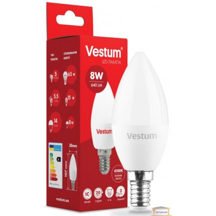 Зображення Лампа led Vestum C37 8w 4100K E14 1-VS-1311 купити в procom.ua - зображення 1