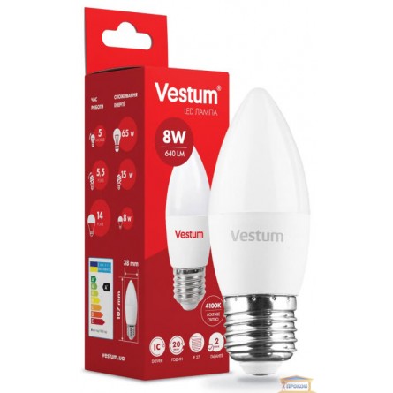 Изображение Лампа led Vestum C37 8w 4100K E27 1-VS-1309 купить в procom.ua - изображение 1