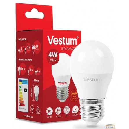 Изображение Лампа led Vestum G45 4w 3000K E27 1-VS-1206 купить в procom.ua - изображение 1