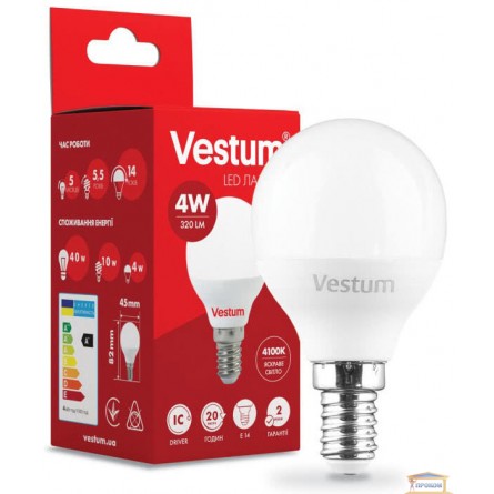 Изображение Лампа led Vestum G45 4w 4100K E14 1-VS-1207 купить в procom.ua - изображение 1
