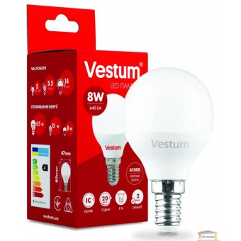 Зображення Лампа led Vestum G45 8w 4100K E14 1-VS-1211 купити в procom.ua