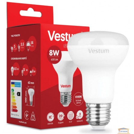 Зображення Лампа led Vestum R63 8w 4100K E14 1-VS-1403 купити в procom.ua - зображення 1