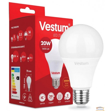 Зображення Лампа led Vestum A70 20w 3000K E27 1-VS-1110 купити в procom.ua - зображення 1