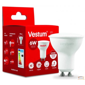 Зображення Лампа led Vestum MR16 6w 4100K GU10 1-VS-1506 купити в procom.ua