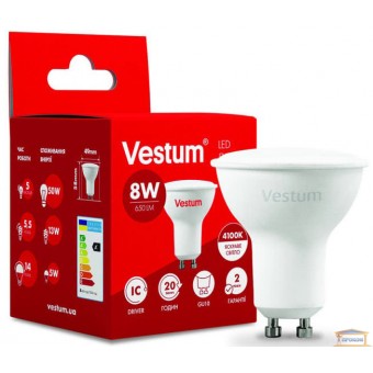 Зображення Лампа led Vestum MR16 8w 4100K GU10 1-VS-1508 купити в procom.ua