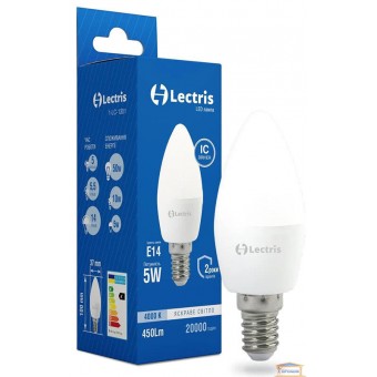 Зображення Лампа led Lectris C37 5w 4000K Е14 1-LC-1301 купити в procom.ua