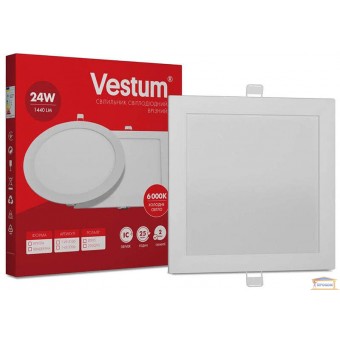Изображение Светильник светодиодный Vestum 24w бел.квад 6000к 1-VS-5206 купить в procom.ua