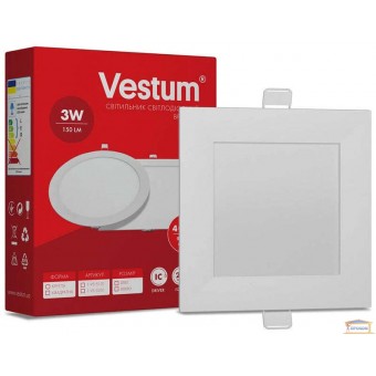 Изображение Светильник светодиодный Vestum 3w бел.квад 4000к 1-VS-5201 купить в procom.ua