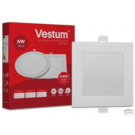 Зображення Світильник світлодіодний Vestum 6w білий квадрат 4000к 1-VS-5202 купити в procom.ua - зображення 1