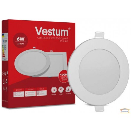 Изображение Светильник светодиодный Vestum 6w бел.круг 4000к 1-VS-5102 купить в procom.ua - изображение 1
