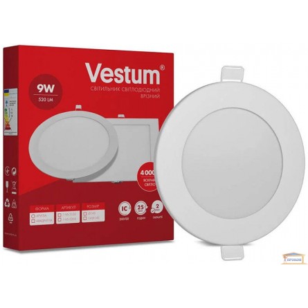 Изображение Светильник светодиодный Vestum 9w бел.круг 4000к 1-VS-5103 купить в procom.ua - изображение 1