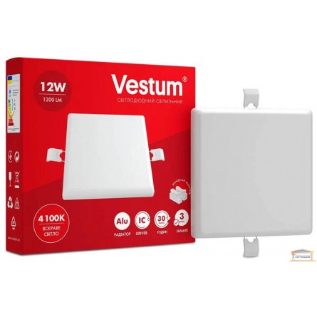 Зображення Світильник світлодіодний Vestum 12W квад. 4100К 1-VS-5603 купити в procom.ua - зображення 1