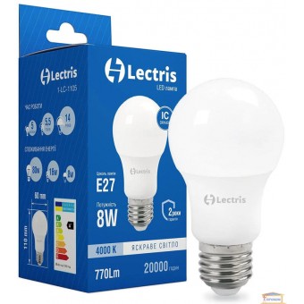 Зображення Лампа led Lectris A60 8w 4000K E27 1-LC-1105 купити в procom.ua