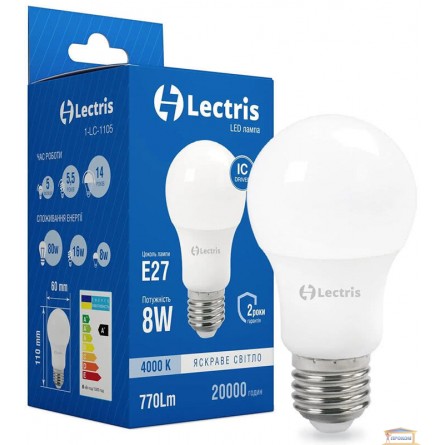 Изображение Лампа led Lectris A60 8w 4000K E27 1-LC-1105 купить в procom.ua - изображение 1