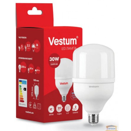 Изображение Лампа led Vestum Т100 30w 6500K E27 1-VS-1602 купить в procom.ua - изображение 1