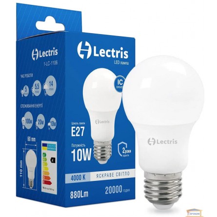 Изображение Лампа led Lectris A60 10w 4000K E27 1-LC-1106 купить в procom.ua - изображение 1