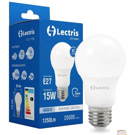Зображення Лампа led Lectris A60 15w 4000K E27 1-LC-1108 купити в procom.ua - зображення 1