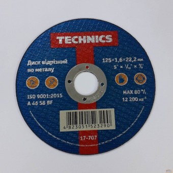 Изображение Диск отрезной по металлу 125*1,6*22 Technics 17-707 купить в procom.ua