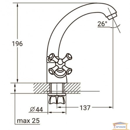 Зображення Змішувач для кухні PL-4B355C гусак короткий вухо на гайці купити в procom.ua - зображення 2