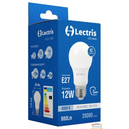 Изображение Лампа led Lectris A60 12w 4000K E27 1-LC-1107 купить в procom.ua - изображение 3