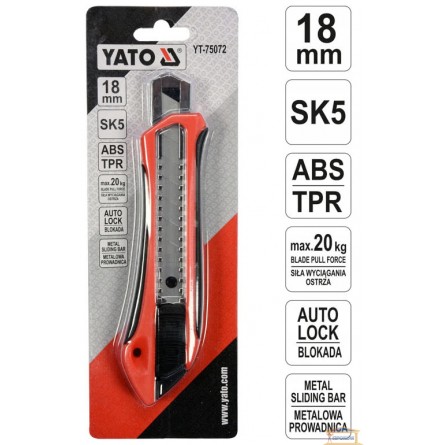 Изображение Нож с выдвижным лезвием YATO 18мм  YT-75072 купить в procom.ua - изображение 3