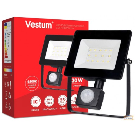 Изображение Прожектор LED Vestum 10W 100Лм 6500К с датч. движ 1-VS-3009 купить в procom.ua - изображение 3