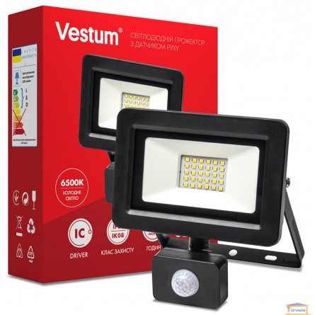 Изображение Прожектор LED Vestum 30W 100Лм 6500К с датч. движ 1-VS-3011 купить в procom.ua - изображение 1