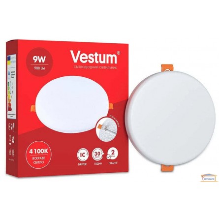Изображение Светильник светодиодный без рамки Vestum 9W круг 4100К VS-5504 купить в procom.ua - изображение 1