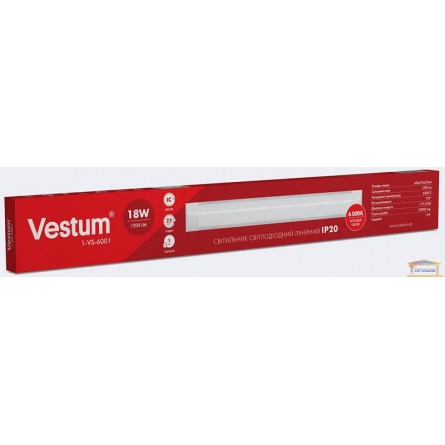 Зображення Светильник линейный LED Vestum 0,6м 18W 6500К 220V VS-6001 купити в procom.ua - зображення 3