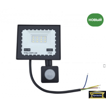 Изображение Прожектор LED NX 10W220V IP65 600K SLIM c датчиком движения купить в procom.ua