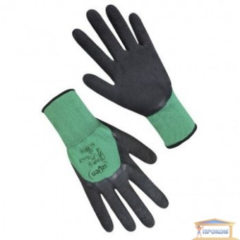Изображение Перчатки ХБ зеленые с черным с неполным латекс покрыт. 69528 купить в procom.ua
