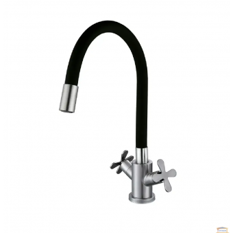Изображение Смеситель для кухни Zerix GTA-011 нержавейка (черный) купить в procom.ua