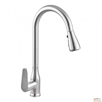 Зображення Змішувач для кухні Zerix  PUL-014 нержав.з висувн.лійкой купити в procom.ua