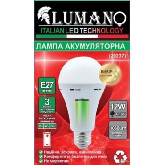 Изображение Лампа аккумулят. LED Emergency A80-12W 6000K E27 20237 купить в procom.ua