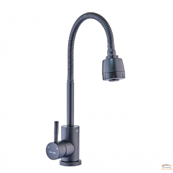 Зображення Змішувач для кухні MIXXUS SOK-011 BLACK с рефлектором нерж купити в procom.ua