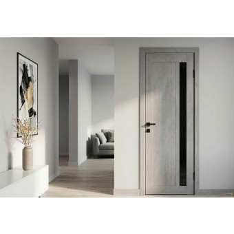 Изображение Дверь ПВХ Бланкет 800мм Рустик Авиньон бел/черное стекло BLK купить в procom.ua