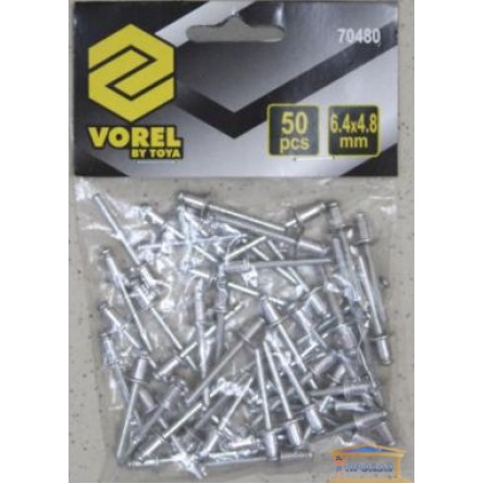 Изображение Заклепки алюминиевые VOREL 6,4х4,8мм 50шт 70480 купить в procom.ua - изображение 1