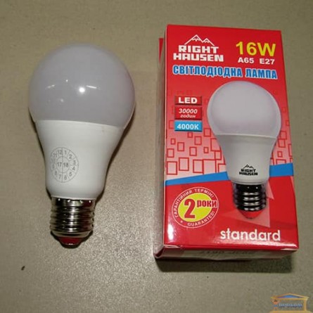 Изображение Лампа LED Right Hausen A65 16W E27 4000K (HN-151040) купить в procom.ua - изображение 1