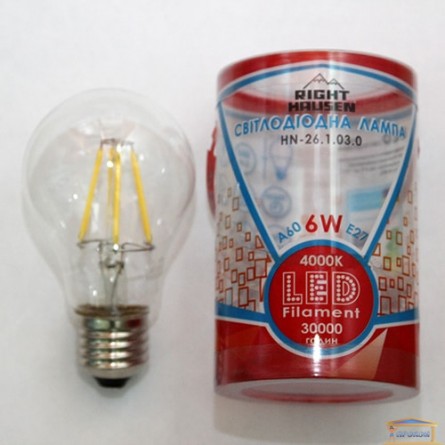 Изображение Лампа LED Right Hausen Filament A60 6W E27 4000K (HN-261030) купить в procom.ua - изображение 1