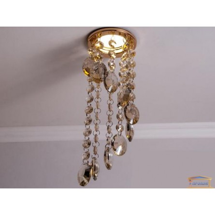 Изображение Точечный светильник с хрустальными подвесками "шампань" 6013 E GD-SP купить в procom.ua - изображение 2