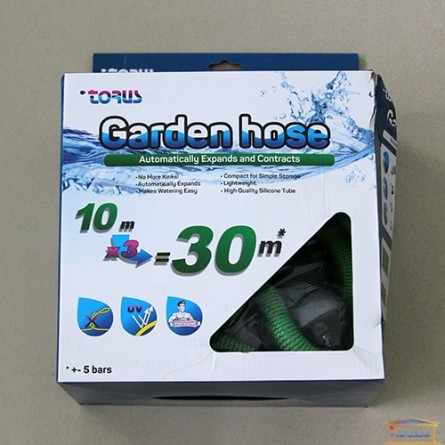 Изображение Шланг поливочный растяжной А2 10-30м TORUS пластиковый коннектор зеленый купить в procom.ua - изображение 1